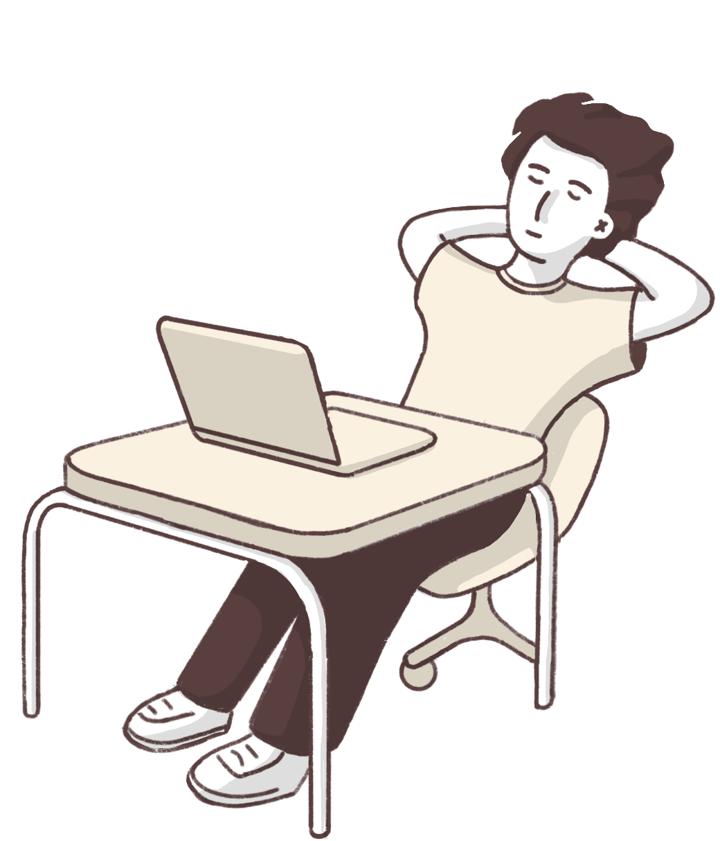 Guy reclining at desk