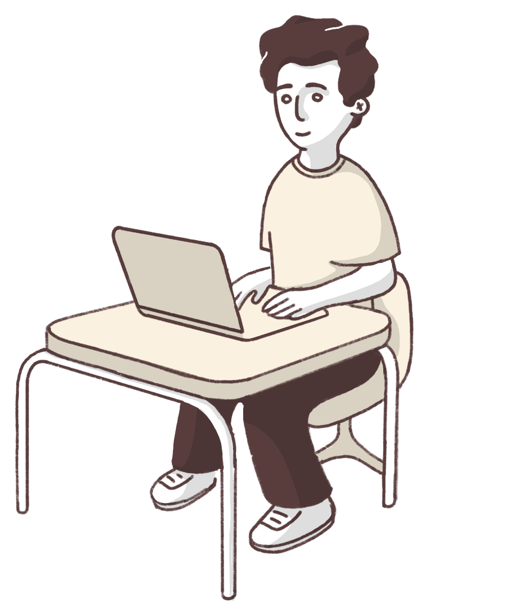Guy typing at desk