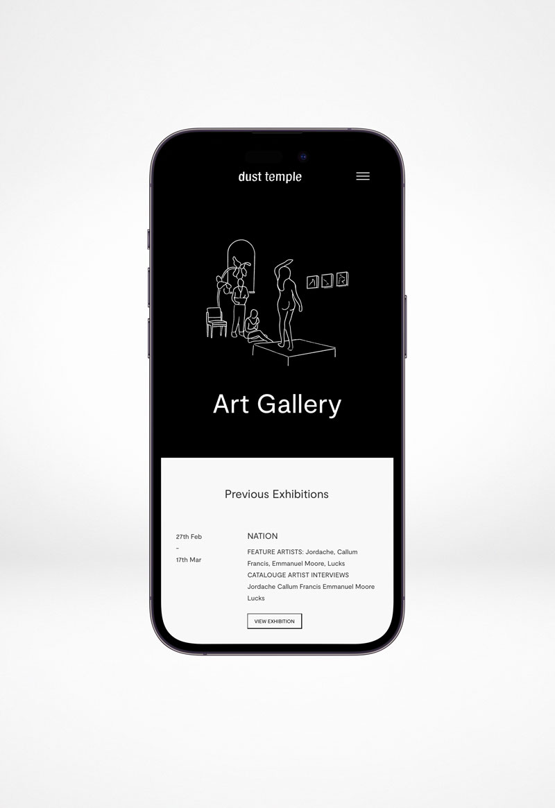 Mobile view of Dust Temple website